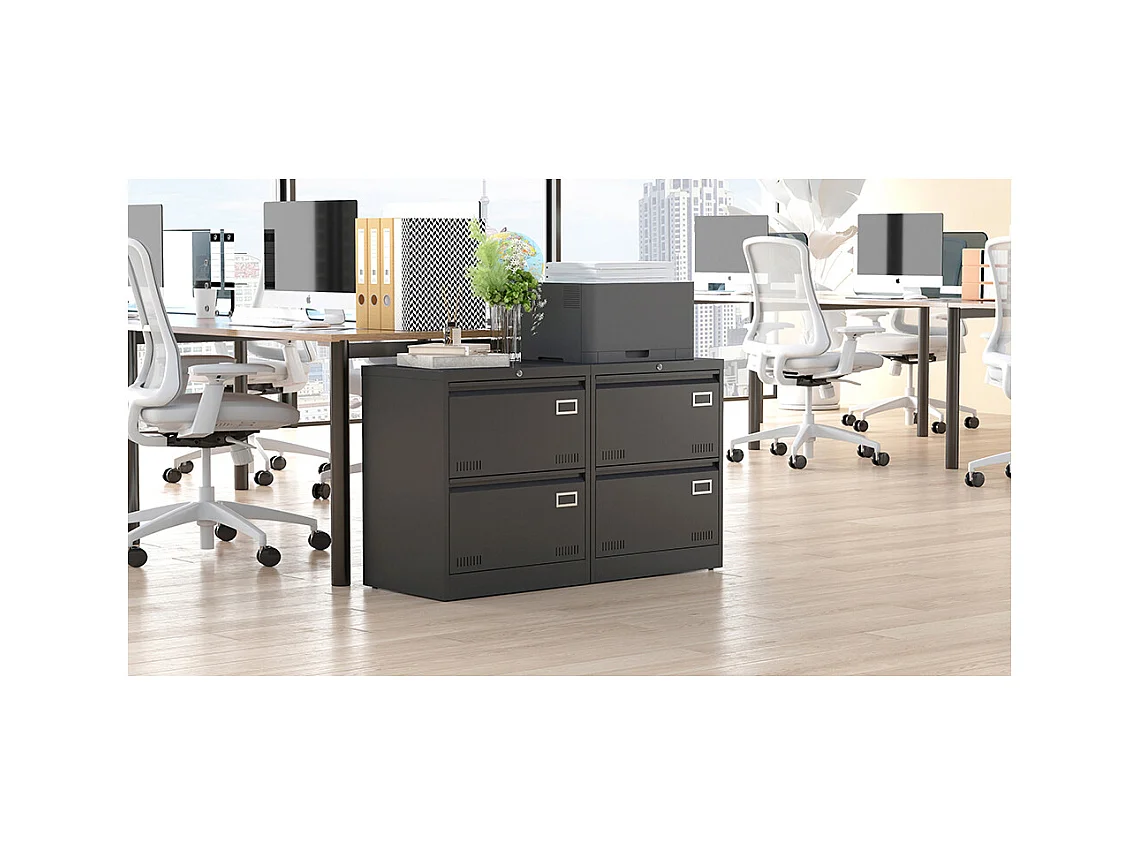 Armoire à dossiers latérale à 2 tiroirs avec serrure armoire à dossiers verticale armoire à dossiers métallique verrouillable assemblage requis noir