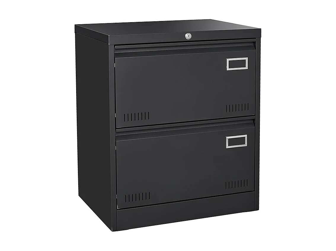 Armoire à dossiers latérale à 2 tiroirs avec serrure armoire à dossiers verticale armoire à dossiers métallique verrouillable assemblage requis noir