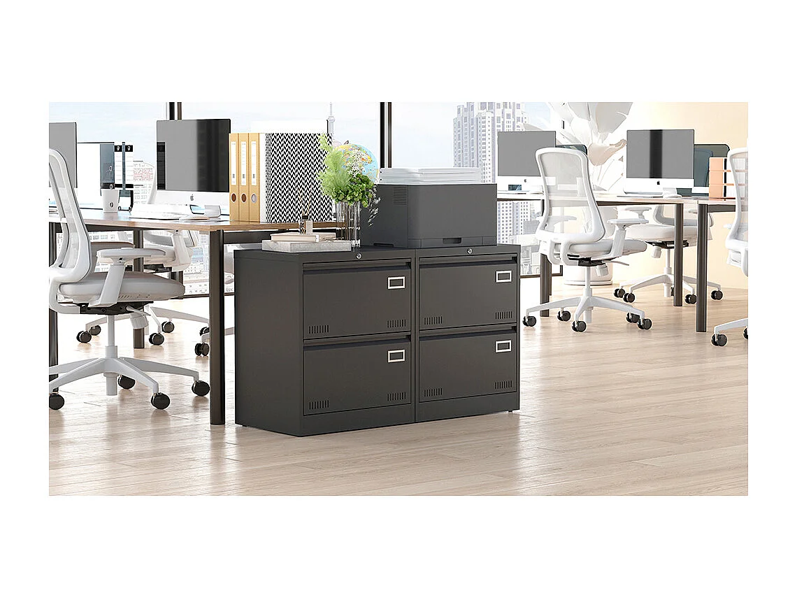 Armoire à dossiers latérale à 2 tiroirs avec serrure armoire à dossiers verticale armoire à dossiers métallique verrouillable assemblage requis noir