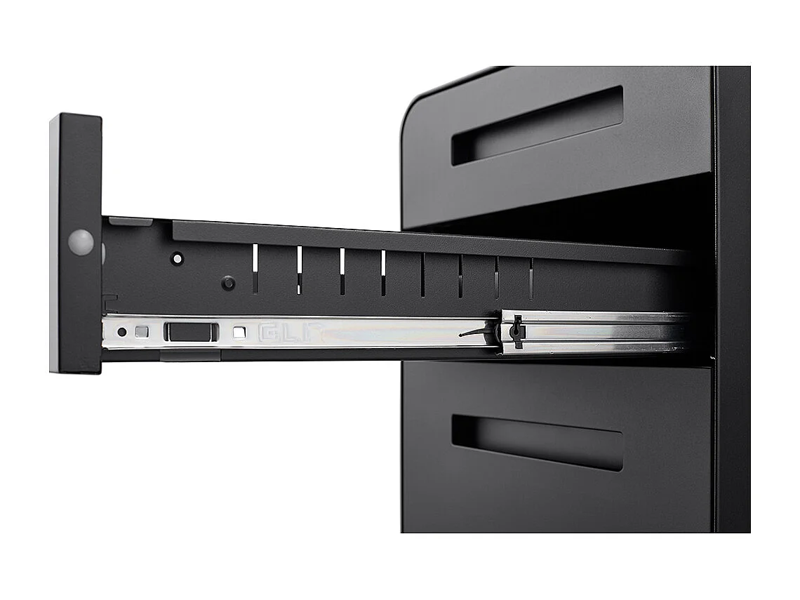 Verrijdbare archiefkast met 3 laden ontwerp met 5 anti-kantelwielen koudgewalst staal, waterdicht en vochtbestendig zwart