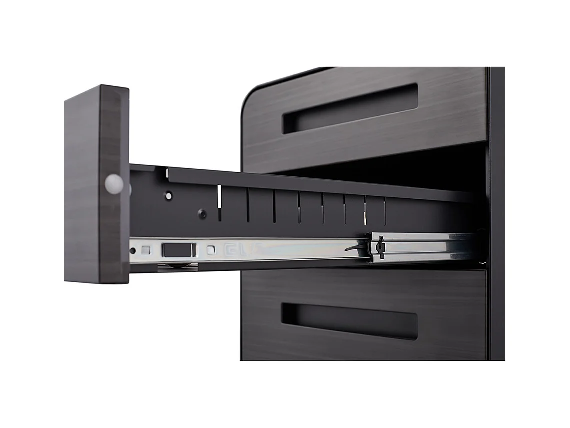 Classeur mobile à 3 tiroirs rangement polyvalent conception à 5 roulettes anti-basculement acier laminé à froid étanche et résistant à l'humidité noir