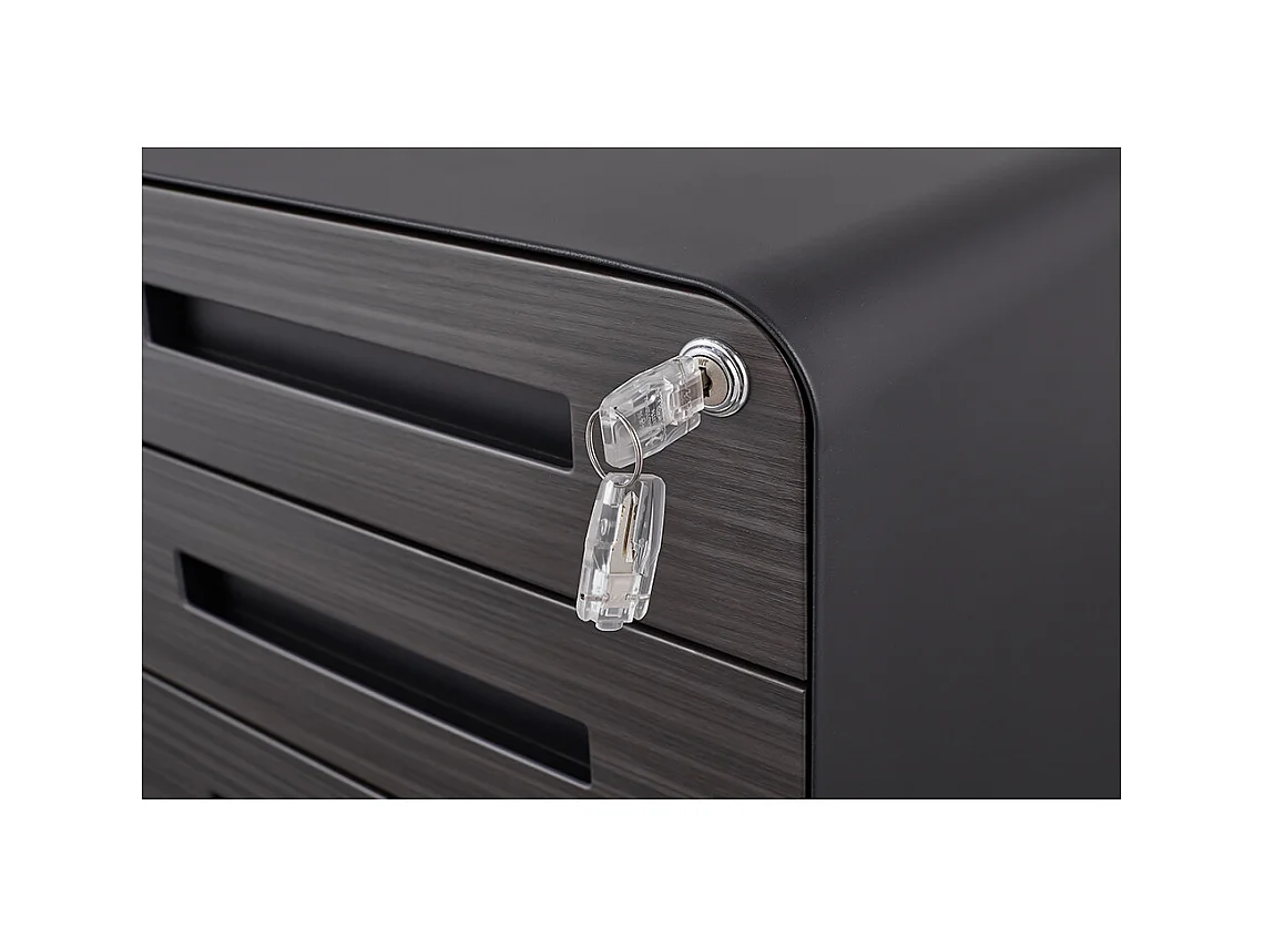 Classeur mobile à 3 tiroirs rangement polyvalent conception à 5 roulettes anti-basculement acier laminé à froid étanche et résistant à l'humidité noir