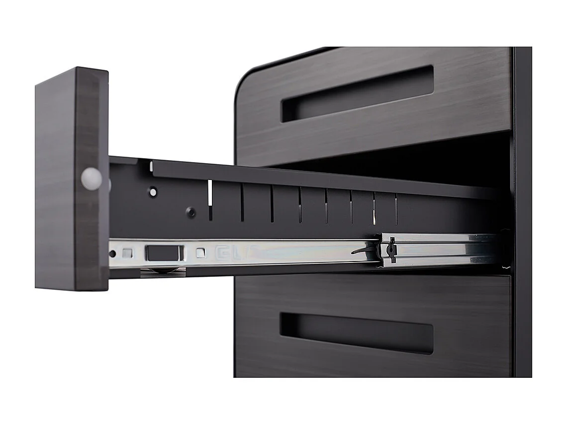 Verrijdbare ordner met 3 laden, veelzijdige opbergruimte, ontwerp met 5 wielen, kantelveilig, koudgewalst staal, waterdicht en vochtbestendig, zwart