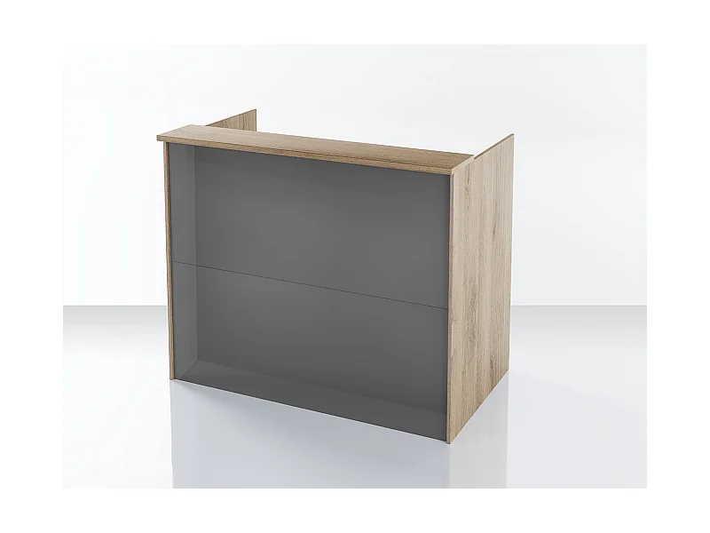 Scrivania con divisore da ufficio design moderno 138x115 rovere e grigio lucido SUI8