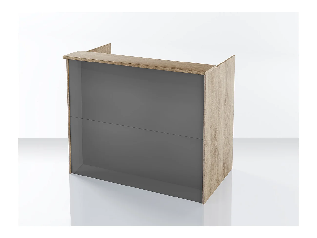 Scrivania con divisore da ufficio design moderno 138x115 rovere e grigio lucido SUI8