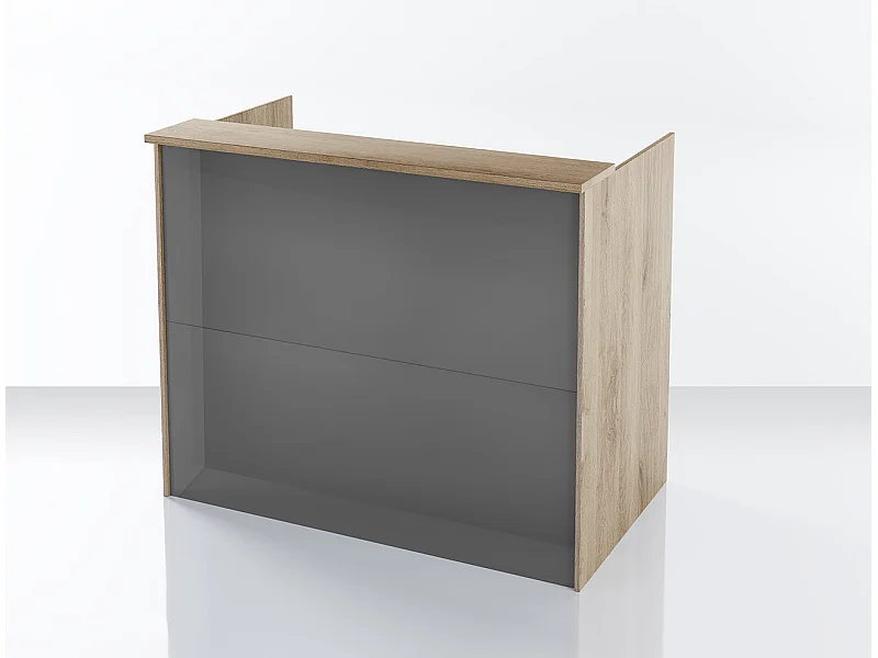 Scrivania con divisore da ufficio design moderno 138x115 rovere e grigio lucido SUI8