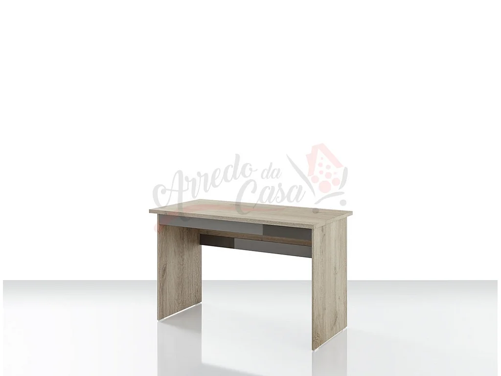 Scrivania per ufficio con ripiano effetto legno120x75 rovere e grigio lucido SUI4