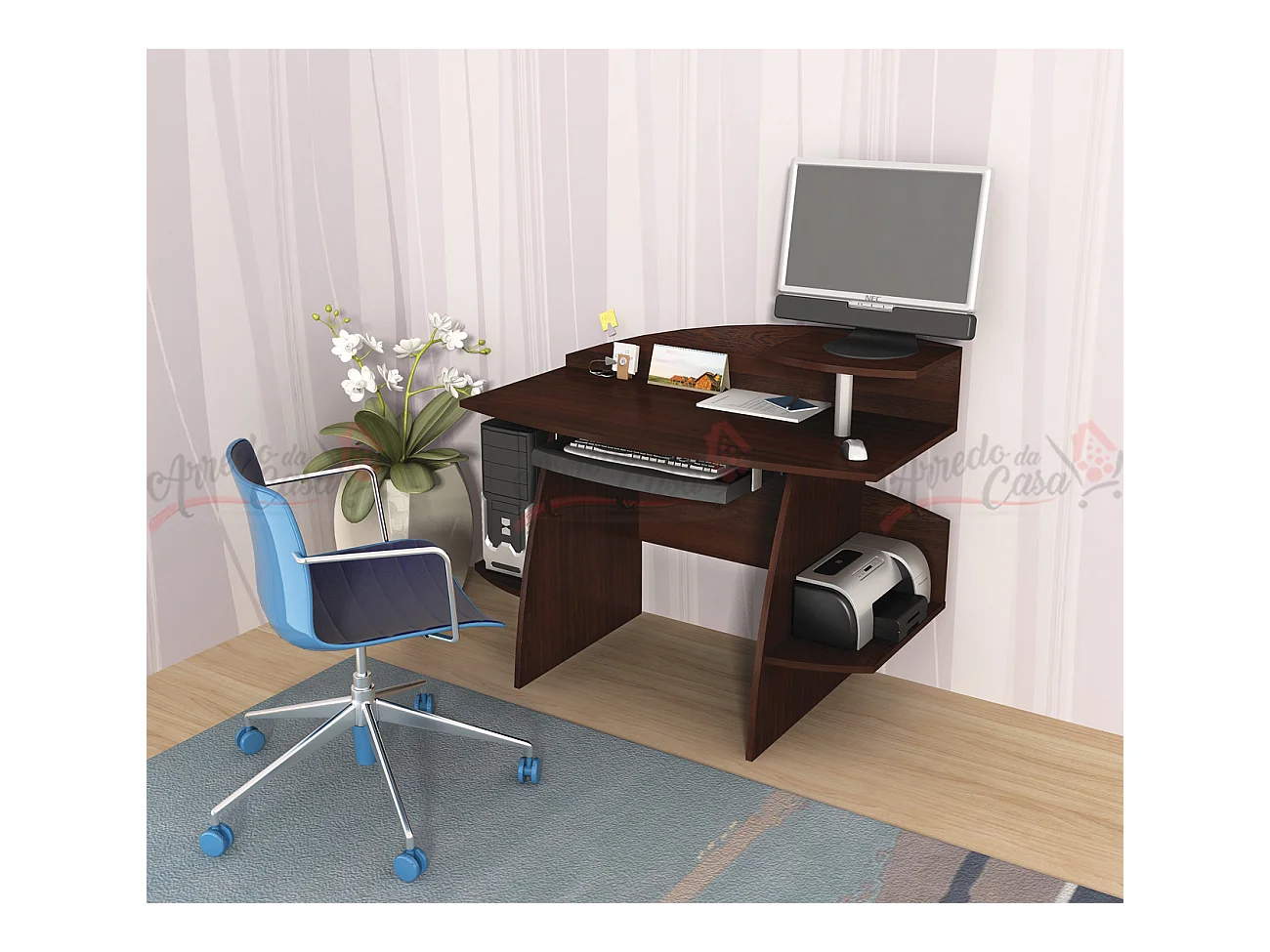 Scrivania pc e stampante wengè UG4