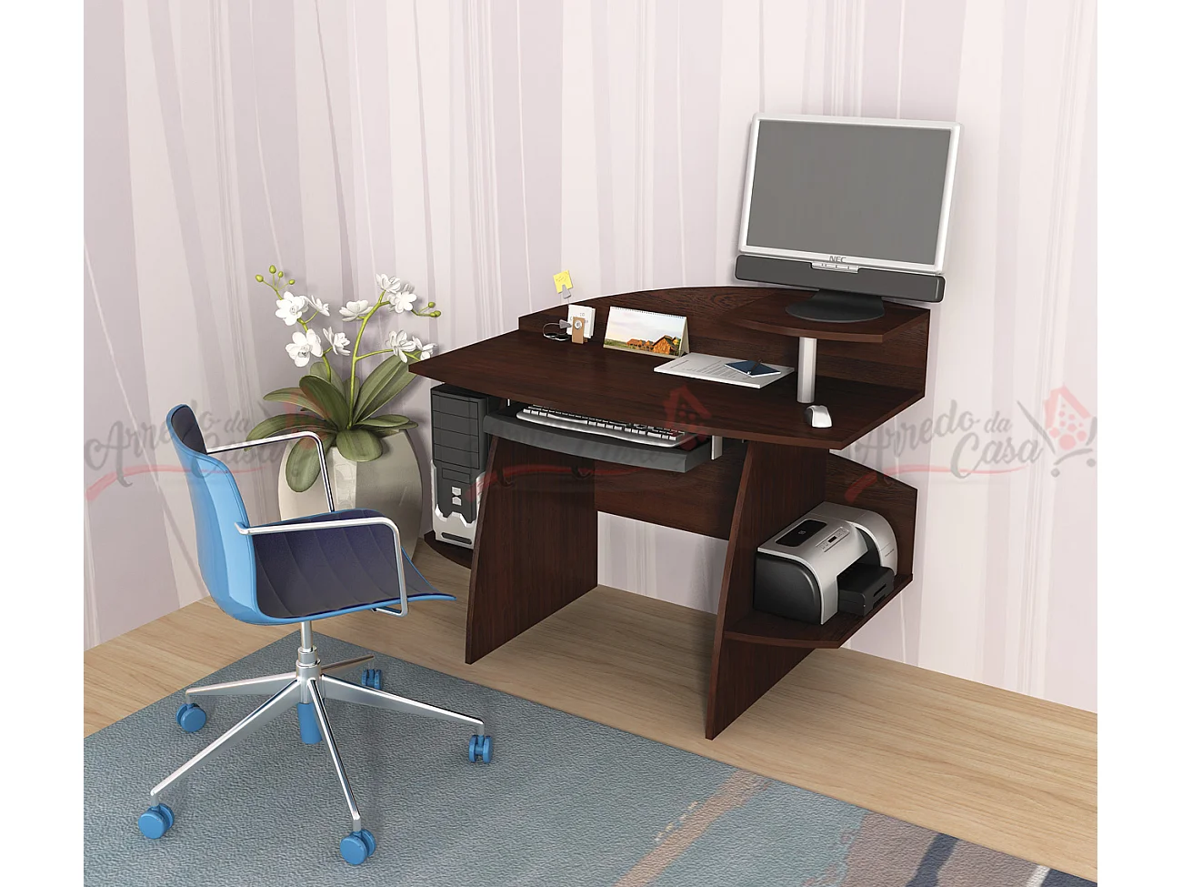 Scrivania pc e stampante wengè UG4