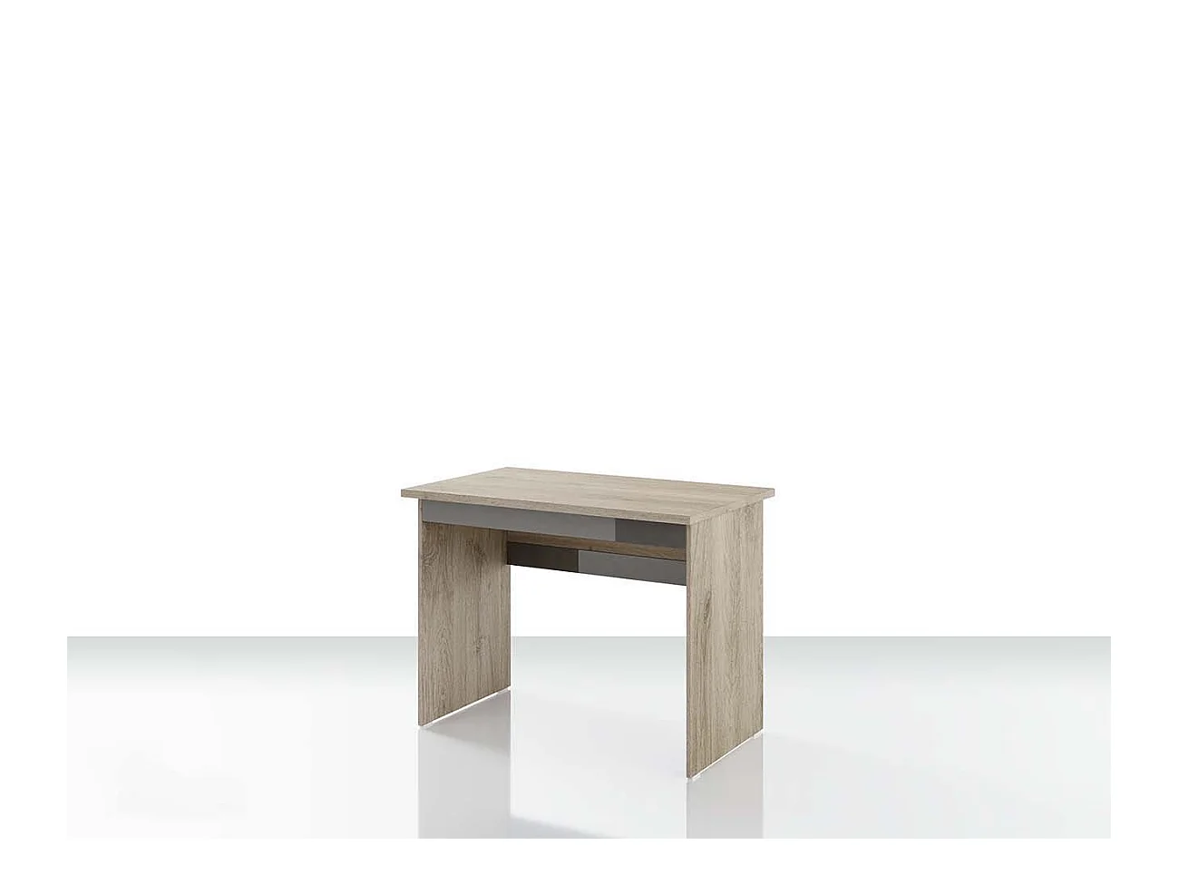 Scrivania per ufficio con ripiano effetto legno 100x75 rovere e grigio lucido SUI3