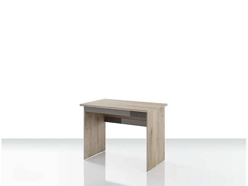 Scrivania per ufficio con ripiano effetto legno 100x75 rovere e grigio lucido SUI3