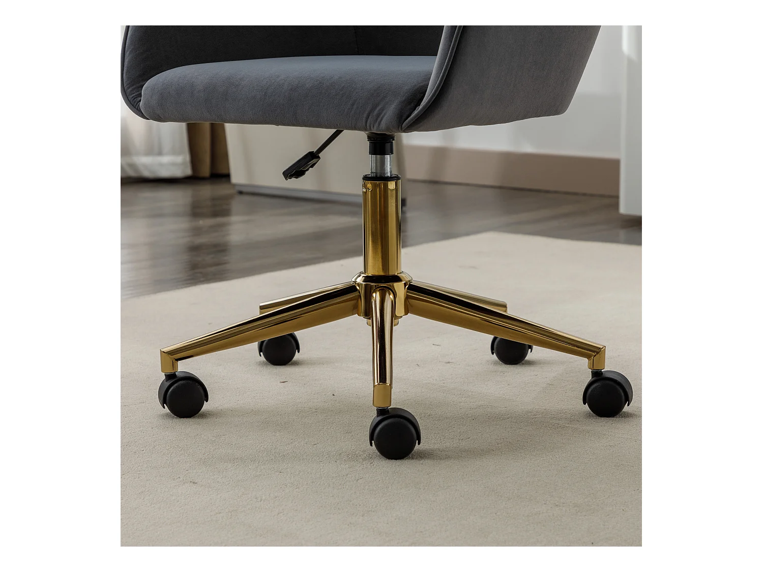 Fauteuil de bureau 360°pivotante et réglable en hauteur avec roulettes - gris