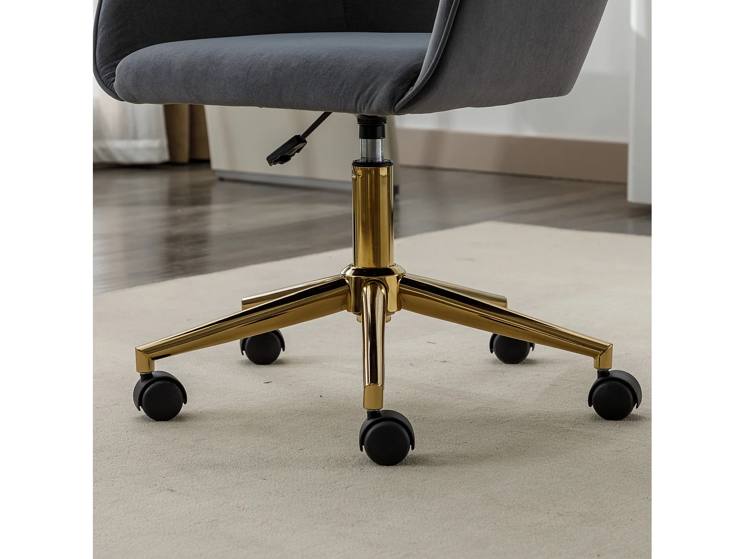 Fauteuil de bureau 360°pivotante et réglable en hauteur avec roulettes - gris