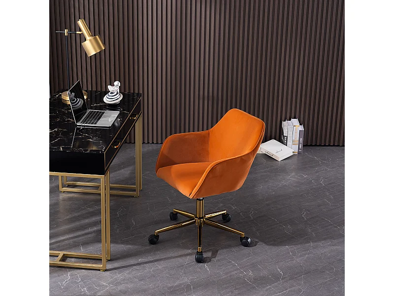 Fauteuil de bureau 360°pivotante et réglable en hauteur avec roulettes - orange