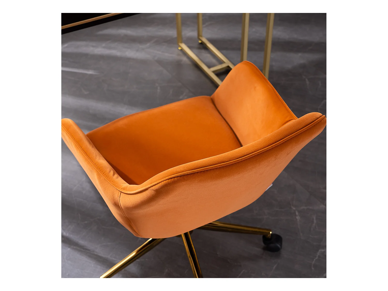 Fauteuil de bureau 360°pivotante et réglable en hauteur avec roulettes - orange