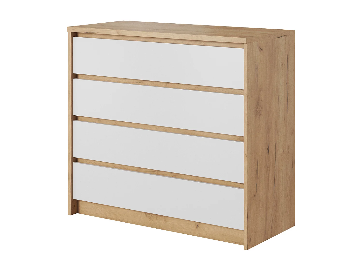 Cassettiera moderna 93x90cm rovere naturale e bianco CLK8