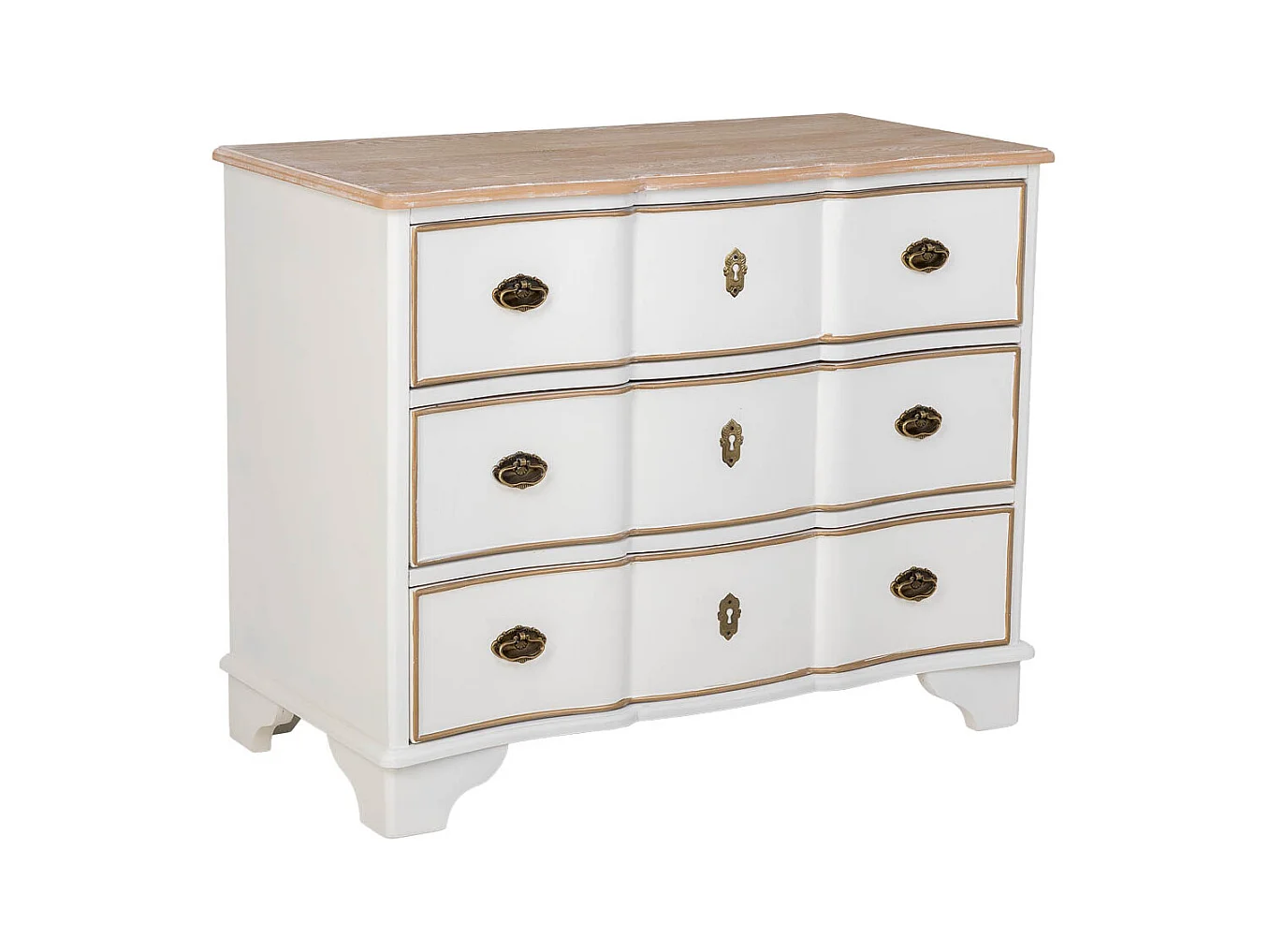 Commode 3 tiroirs en bois blanc 100x50x80