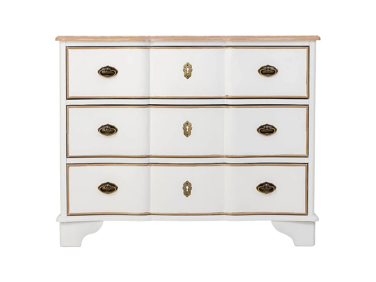 Commode 3 tiroirs en bois blanc 100x50x80