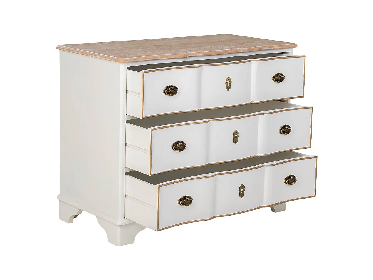 Commode 3 tiroirs en bois blanc 100x50x80