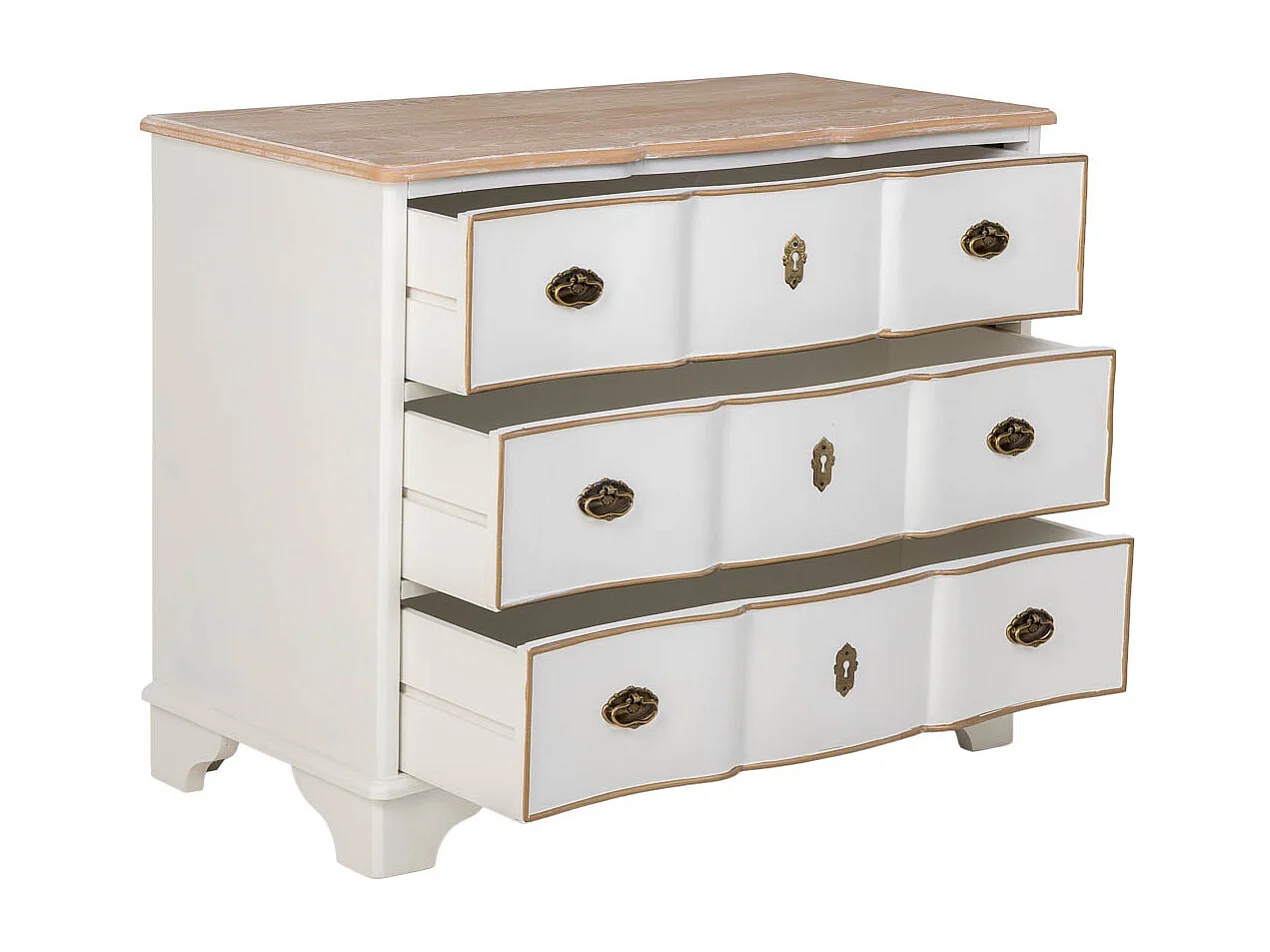 Comoda de madera de 3 cajones blanco 100x50x80