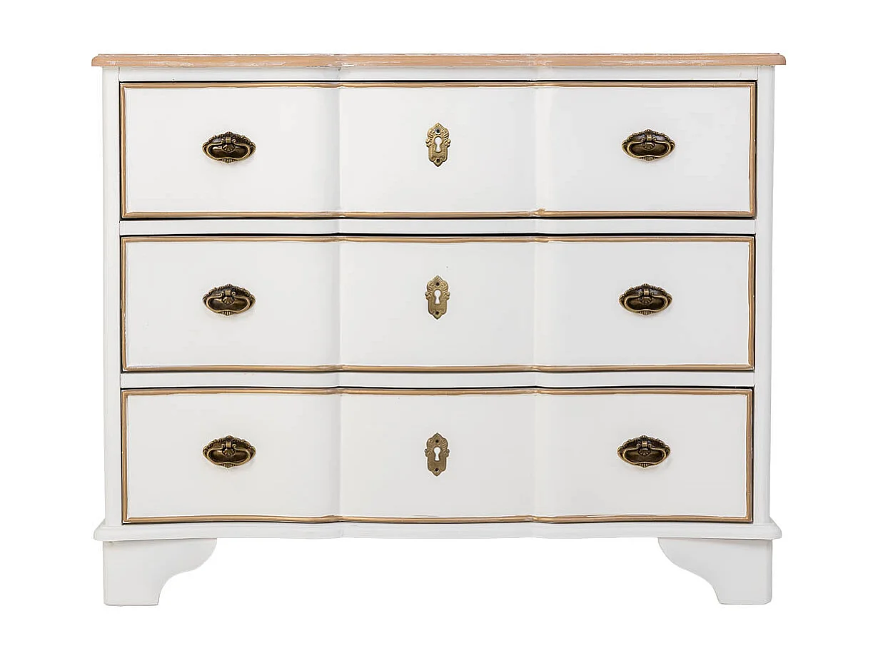 Cómoda em madeira branca com 3 gavetas, 100x50x80h cm