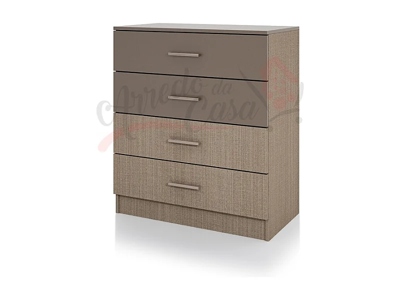 Cassettiera camera da letto con 4 cassetti CI3003 beige scuro e lino