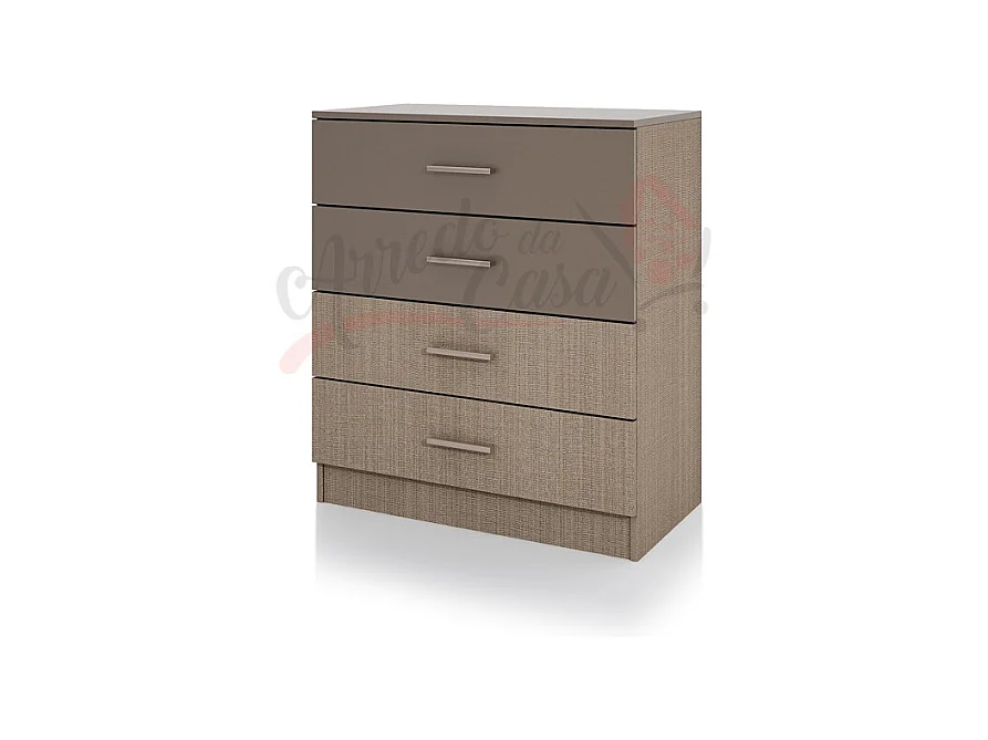 Cassettiera camera da letto con 4 cassetti CI3003 beige scuro e lino