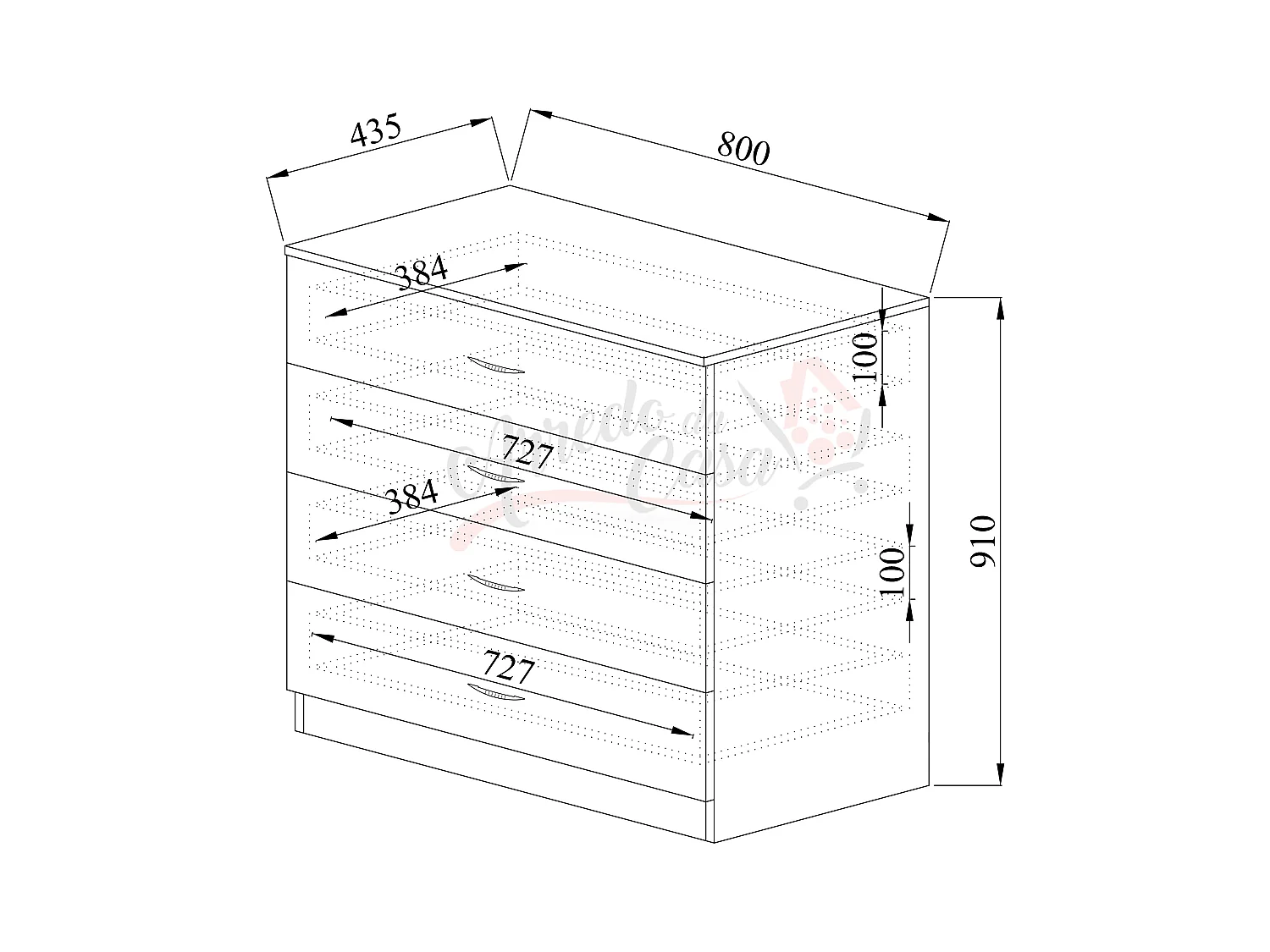 Cassettiera camera da letto con 4 cassetti CI3003 beige scuro e lino