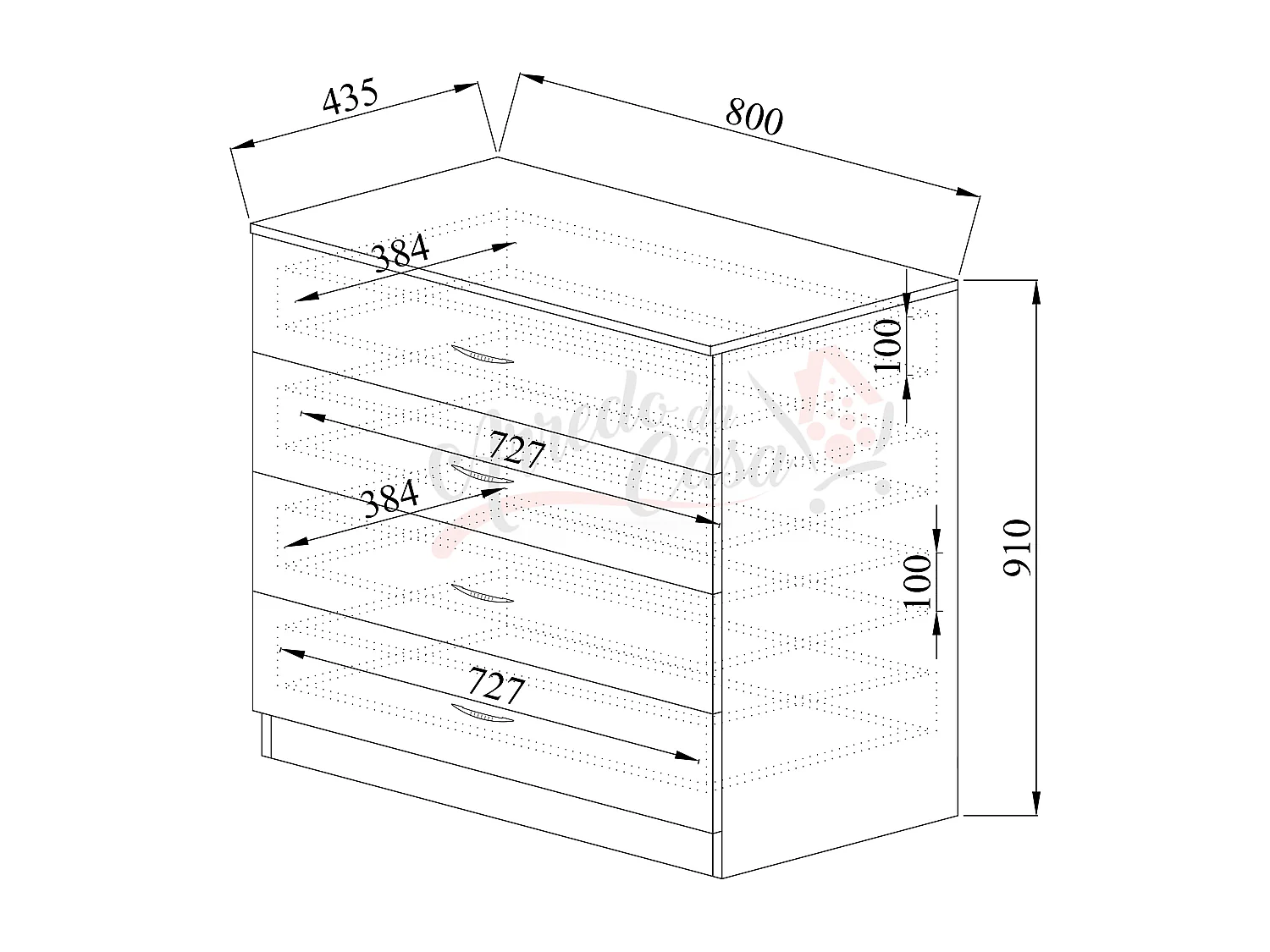 Cassettiera camera da letto con 4 cassetti CI3003 beige scuro e lino