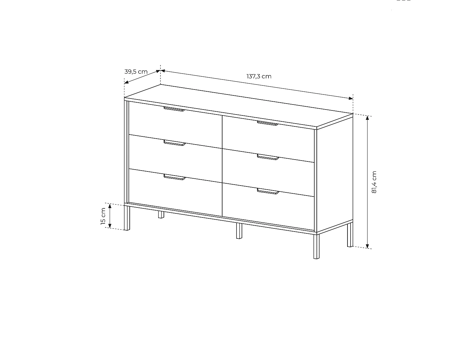 Cassettiera moderna 137x81cm marrone e nero CLK5