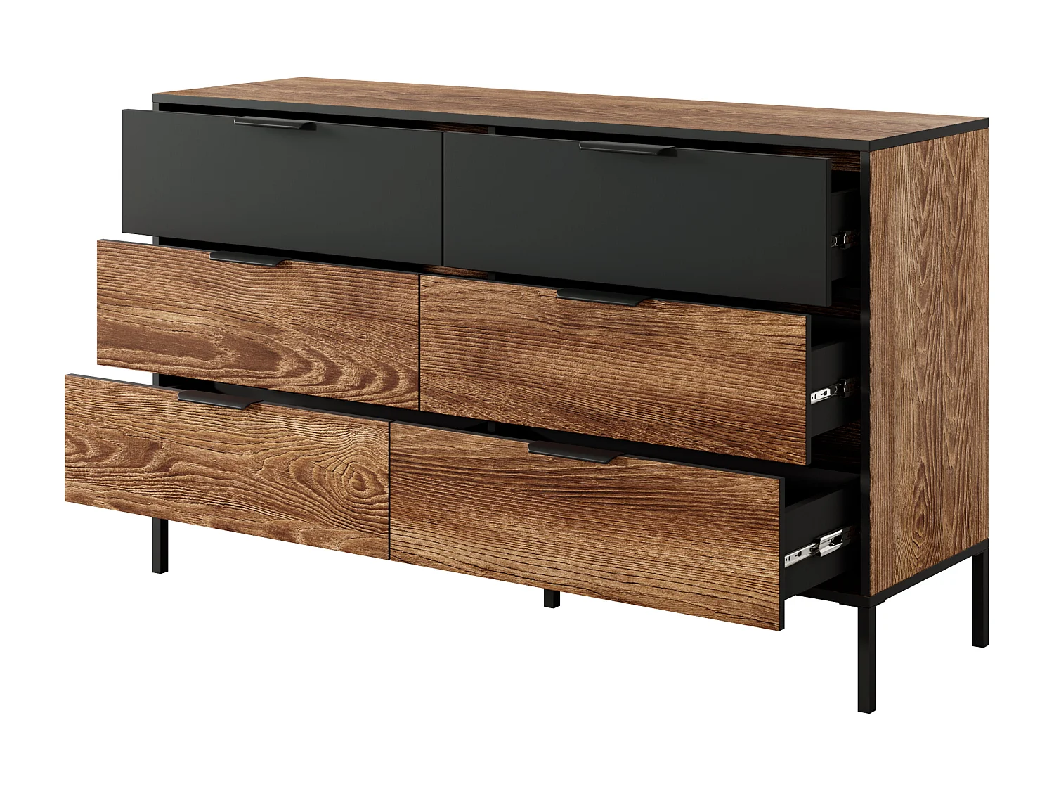 Cassettiera moderna 137x81cm marrone e nero CLK5