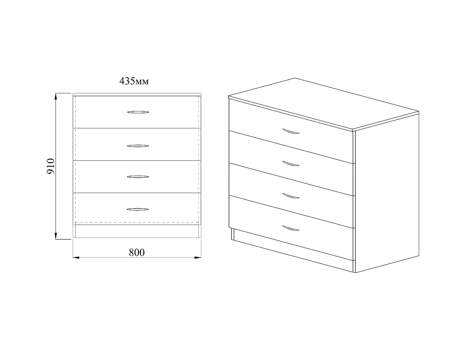Cassettiera camera da letto con quattro cassetti CI3003 80x91 rovere