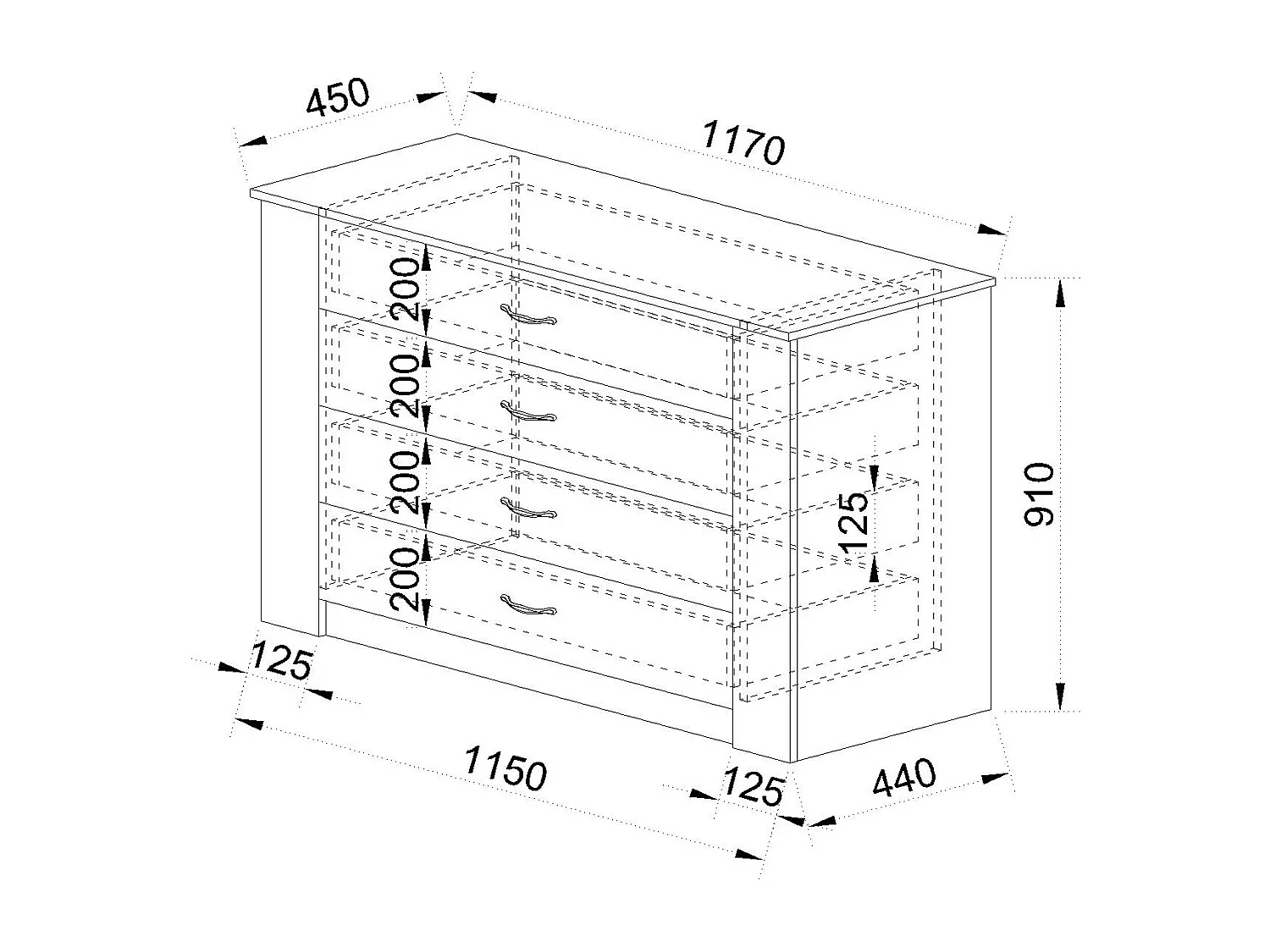 Comò cassettiera classica 117x91 cm beige e bianco CI12