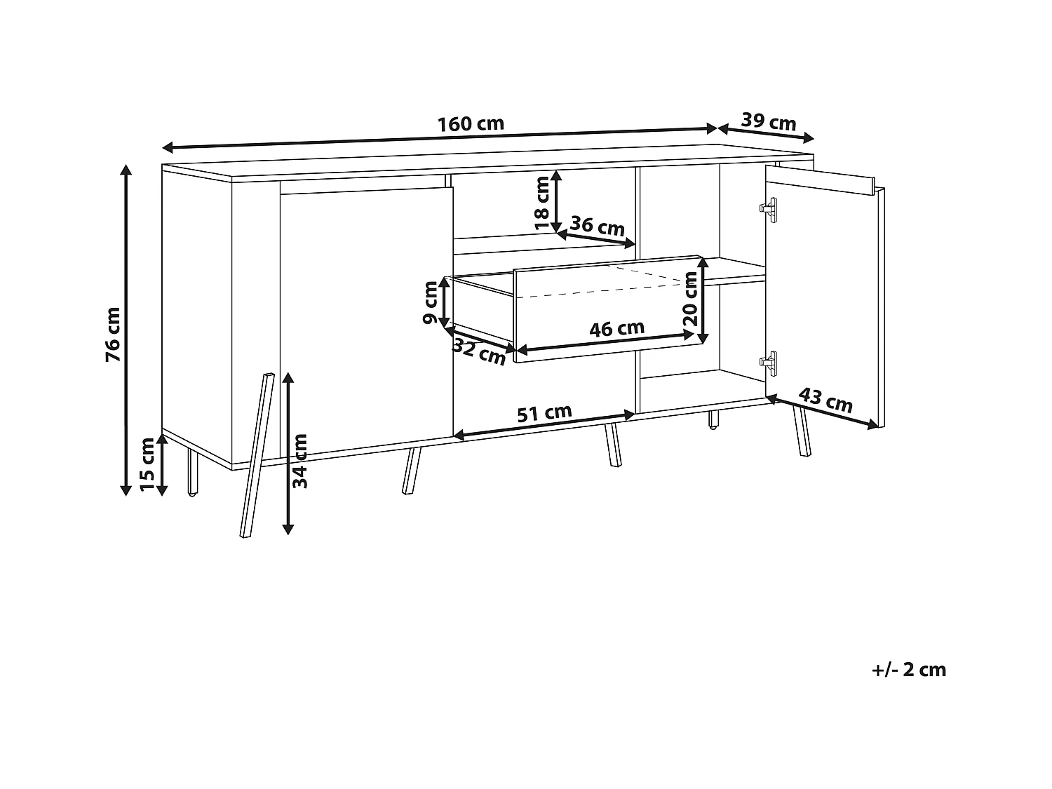 Commode 2 portes BLACKPOOL Blanc