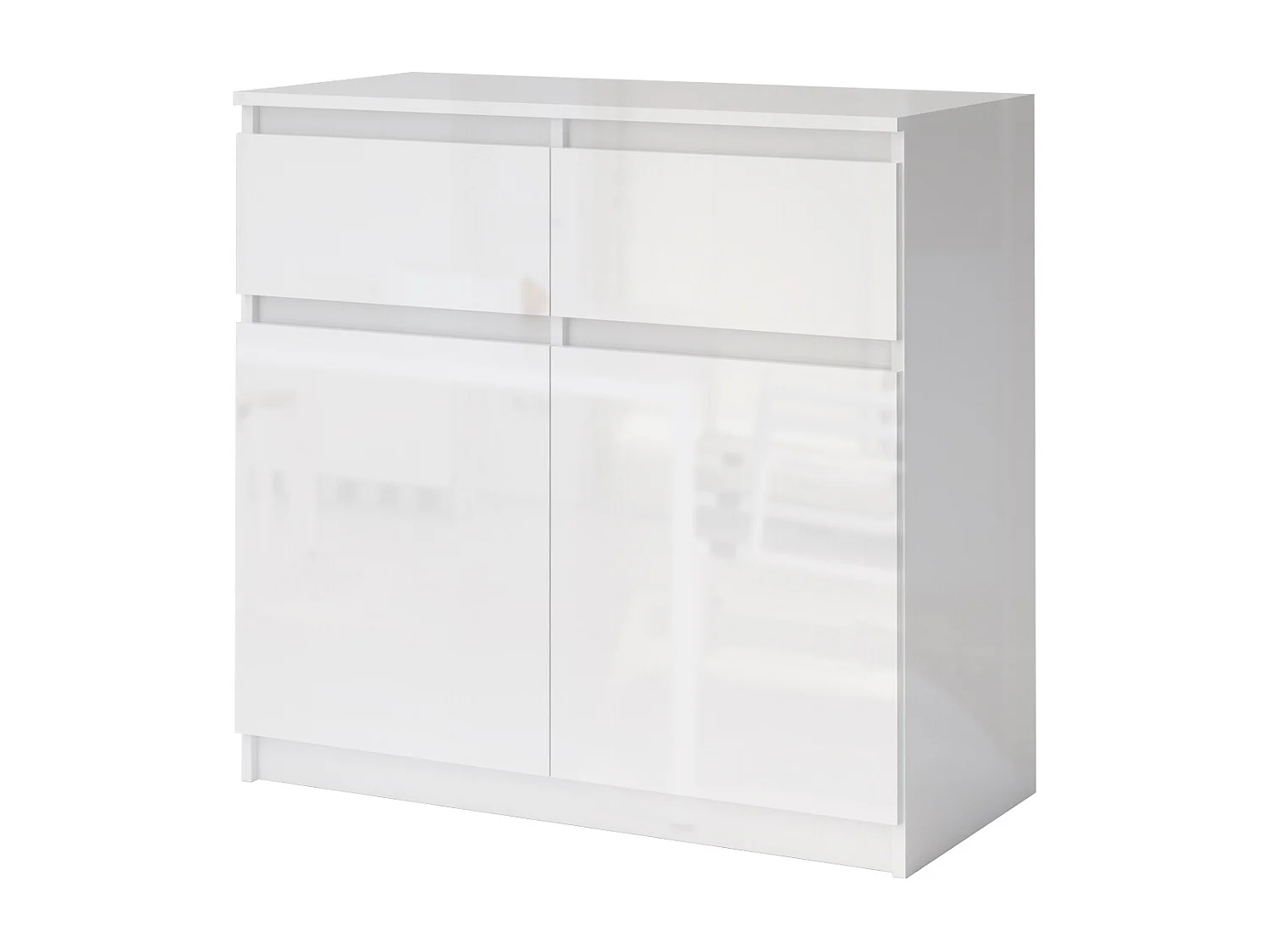 Comò  piccolo con 2 cassetti e 2 ante bianco lucido CG41