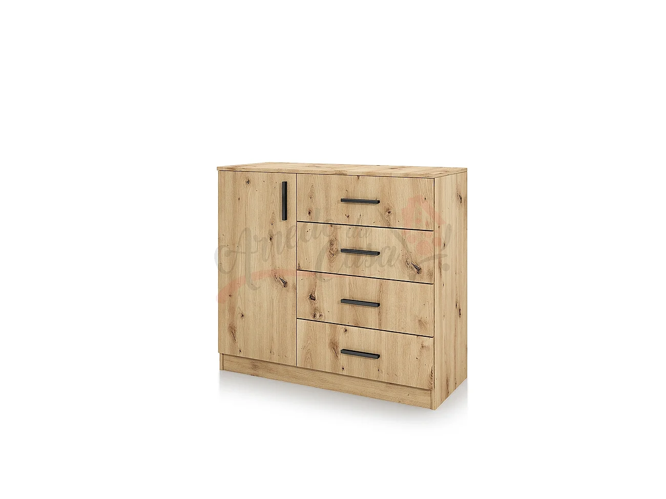 Comò per cameretta con anta e cassetti CI3008 100x91 rovere