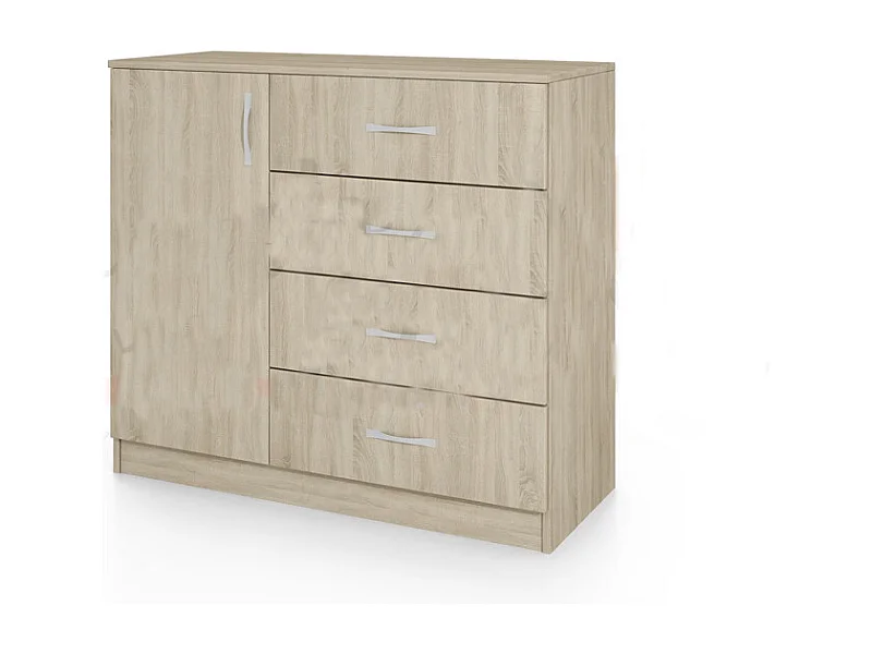 Comò per cameretta con anta e cassetti CI3008 100x91 rovere chiaro