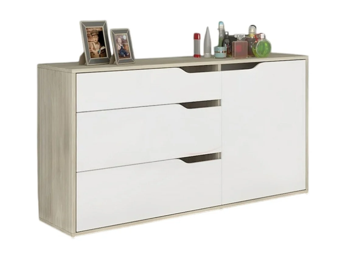 Comò per camera da letto moderna con tre cassetti CI3042 120x71 bianco e rovere chiaro