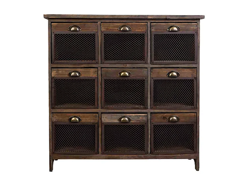 Commode en bois à 9 tiroirs marrón 94,5x35x94,5 cm