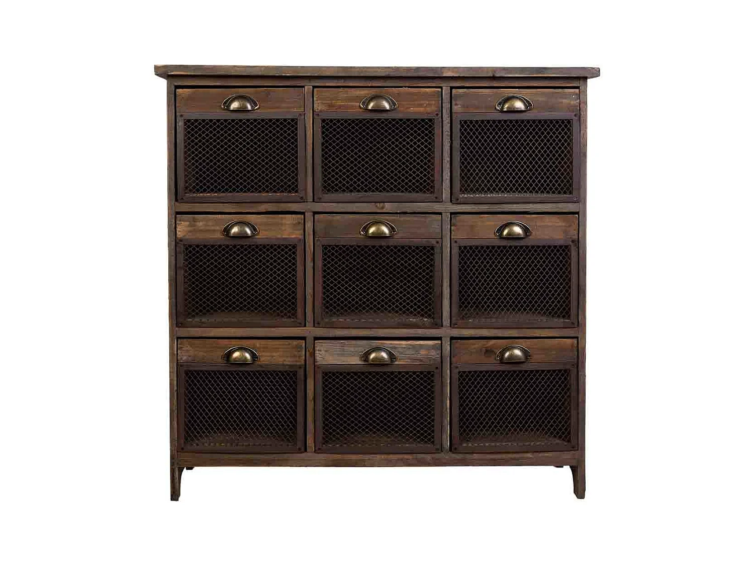 Cómoda de madera con 9 cajones marrón 94.5x35x94.5h cm