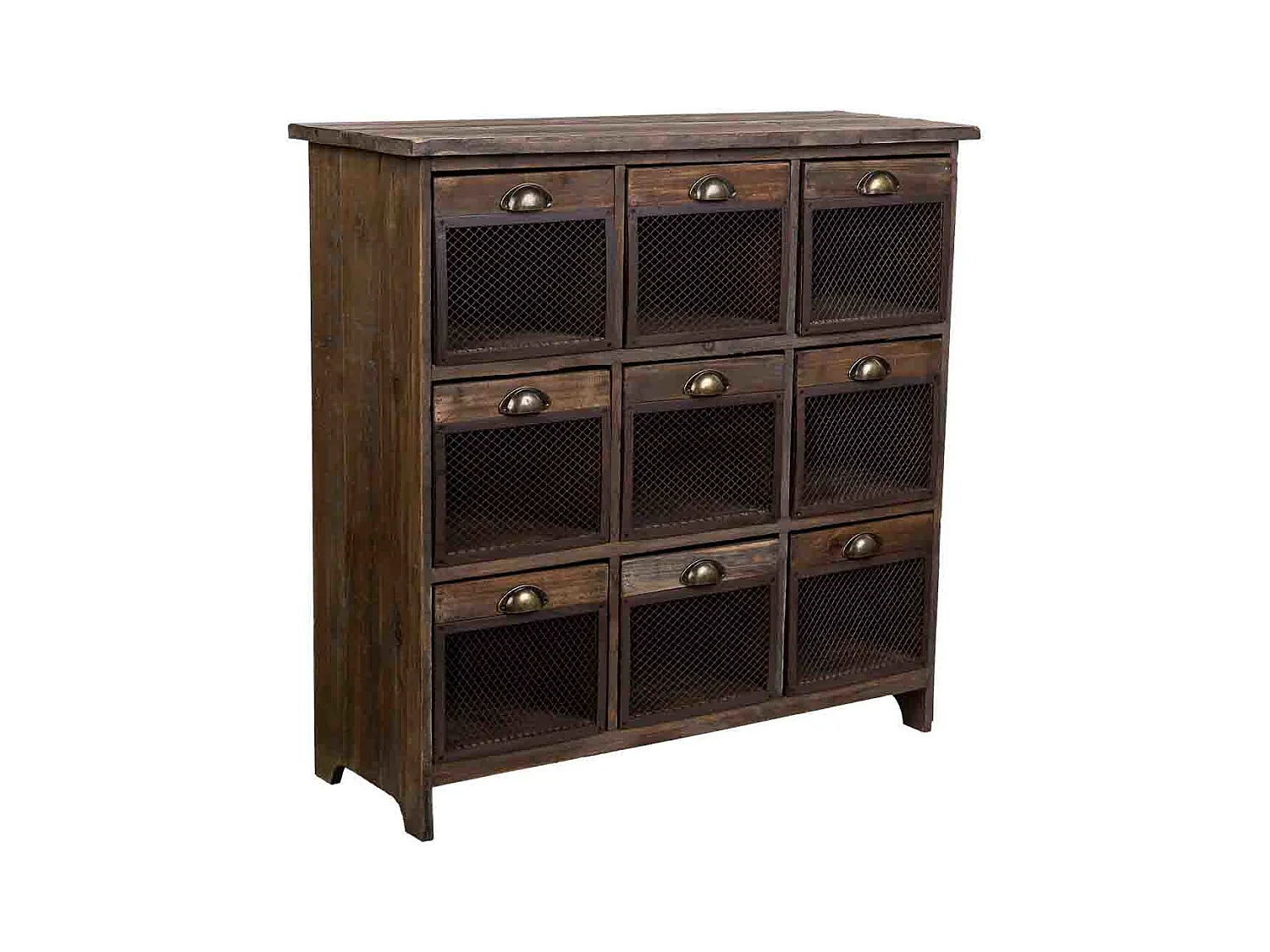 Cómoda de madera con 9 cajones marrón 94.5x35x94.5h cm