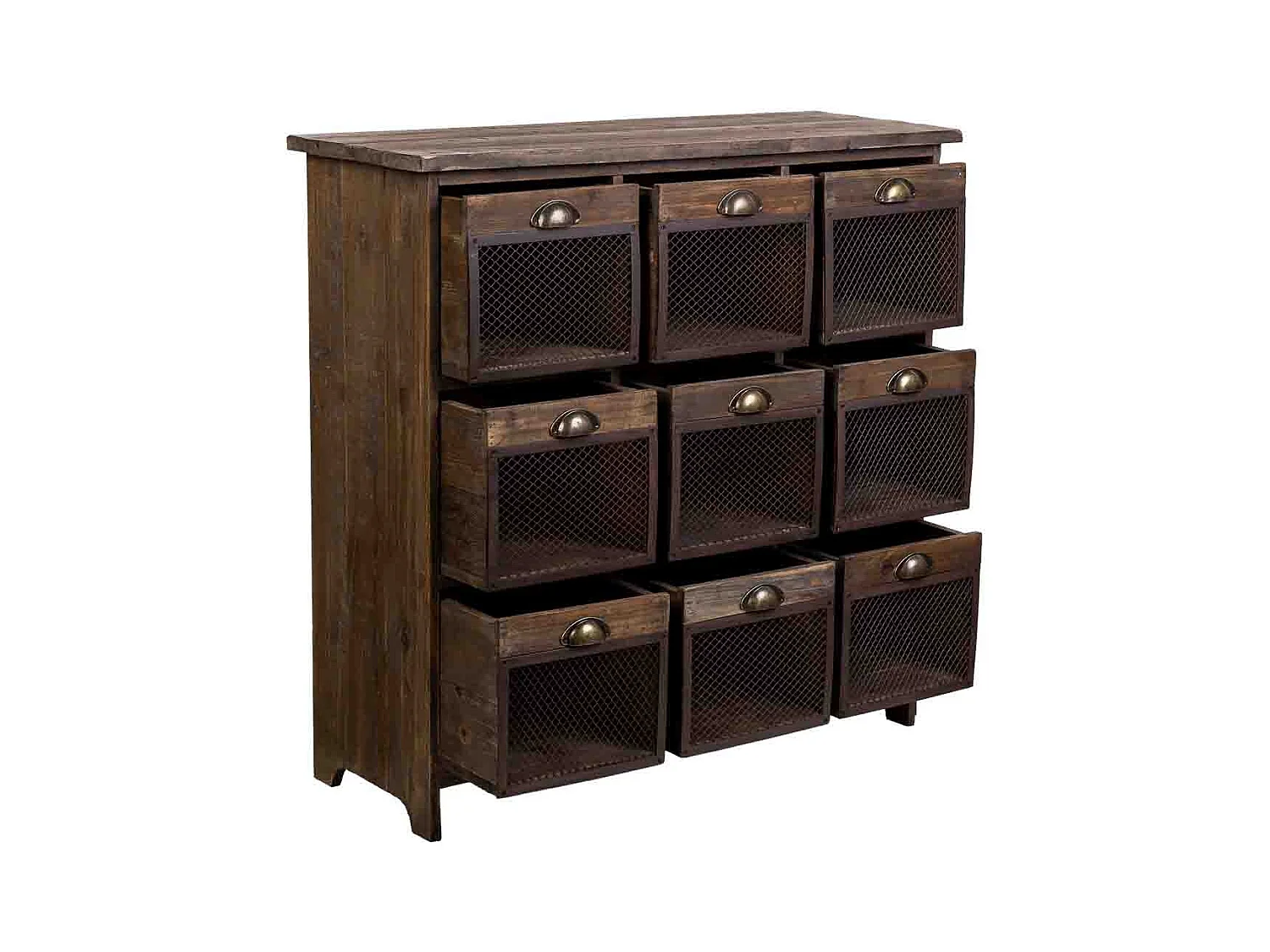 Cómoda de madera con 9 cajones marrón 94.5x35x94.5h cm