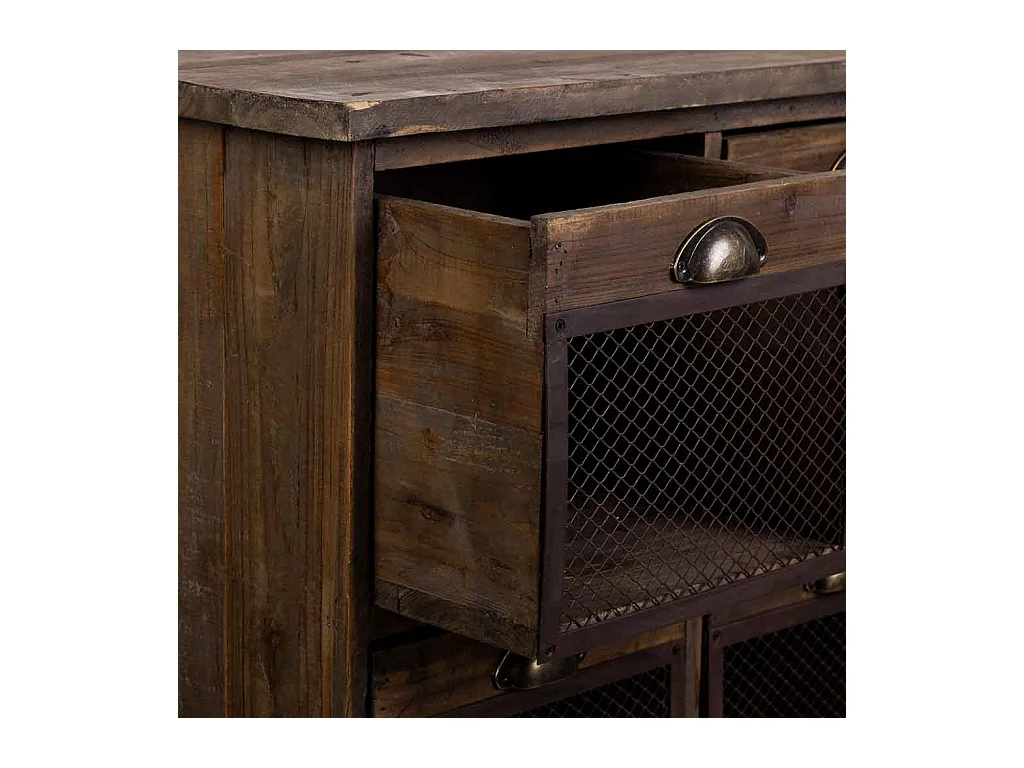 Cómoda de madera con 9 cajones marrón 94.5x35x94.5h cm