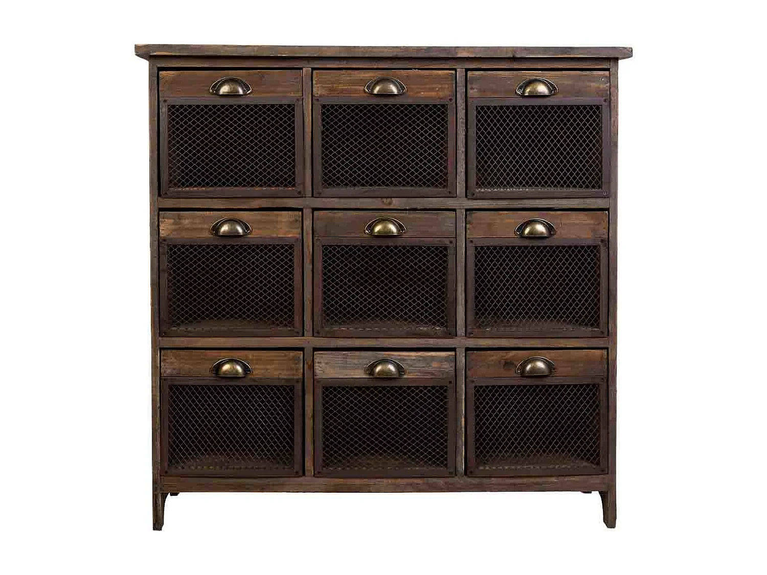 Cómoda em madeira com 9 gavetas 94,5x35x94,5h cm