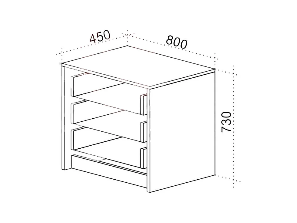 Cassettiera camera da letto moderna con tre cassetti 80x73 nero e rovere CU40