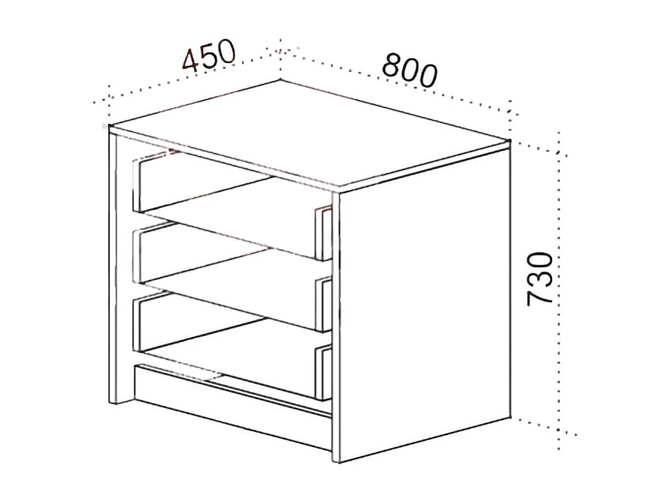 Cassettiera camera da letto moderna con tre cassetti 80x73 nero e rovere CU40