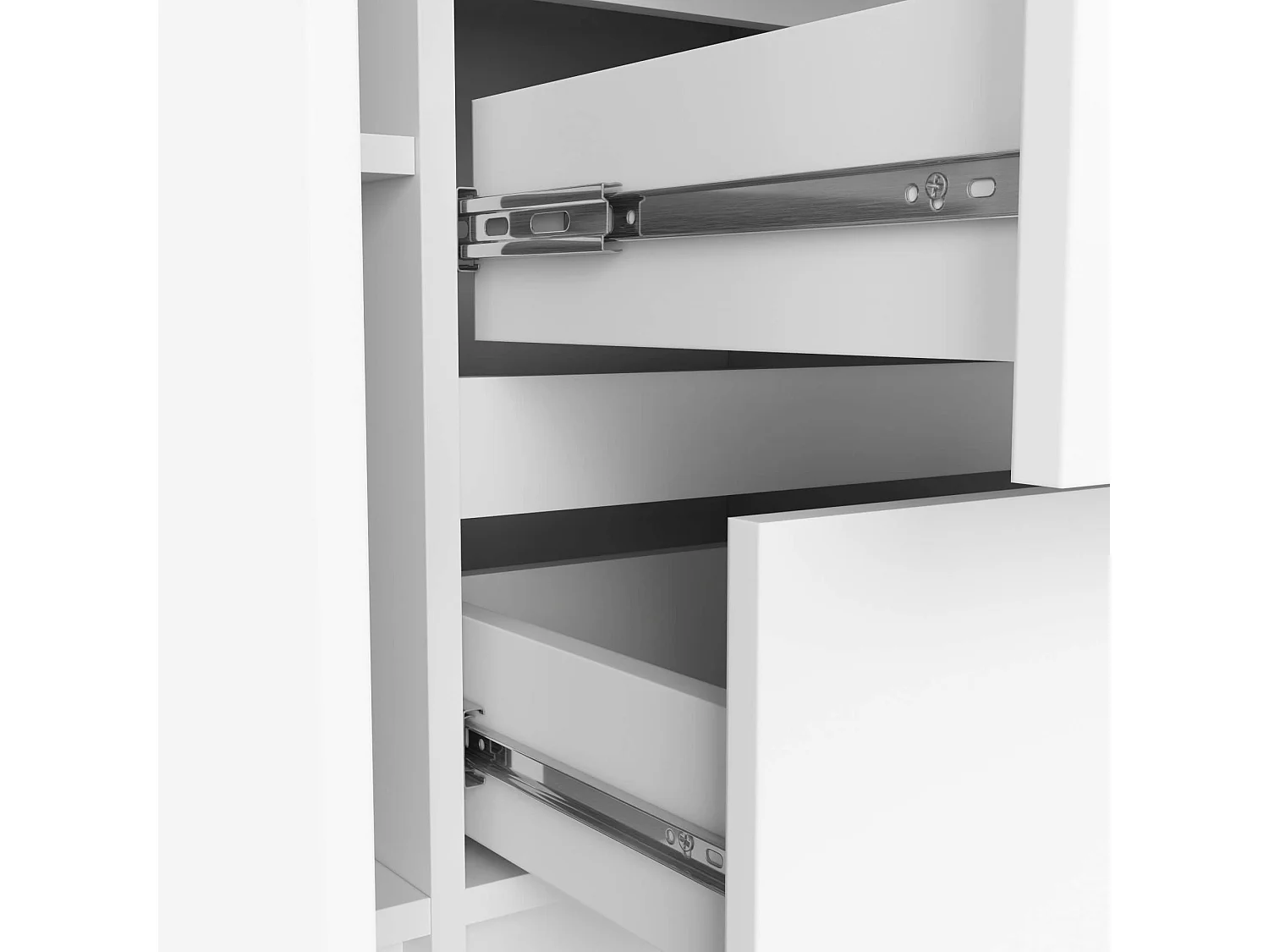 Commode AKORD K100 Blanche 101 cm 2 portes 3 tiroirs façade Blanche 4 étagères 101x35x76 cm