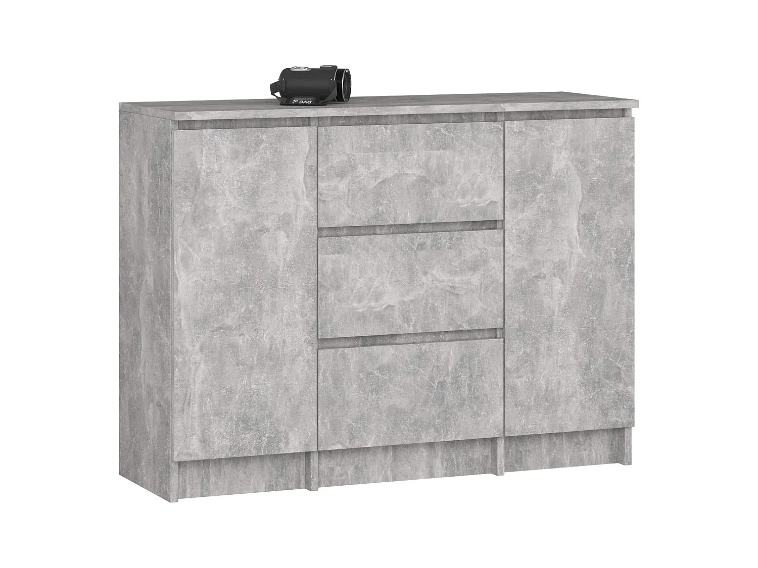 Commode AKORD K100 Béton 101 cm 2 portes 3 tiroirs façade Béton 4 étagères 101x35x76 cm