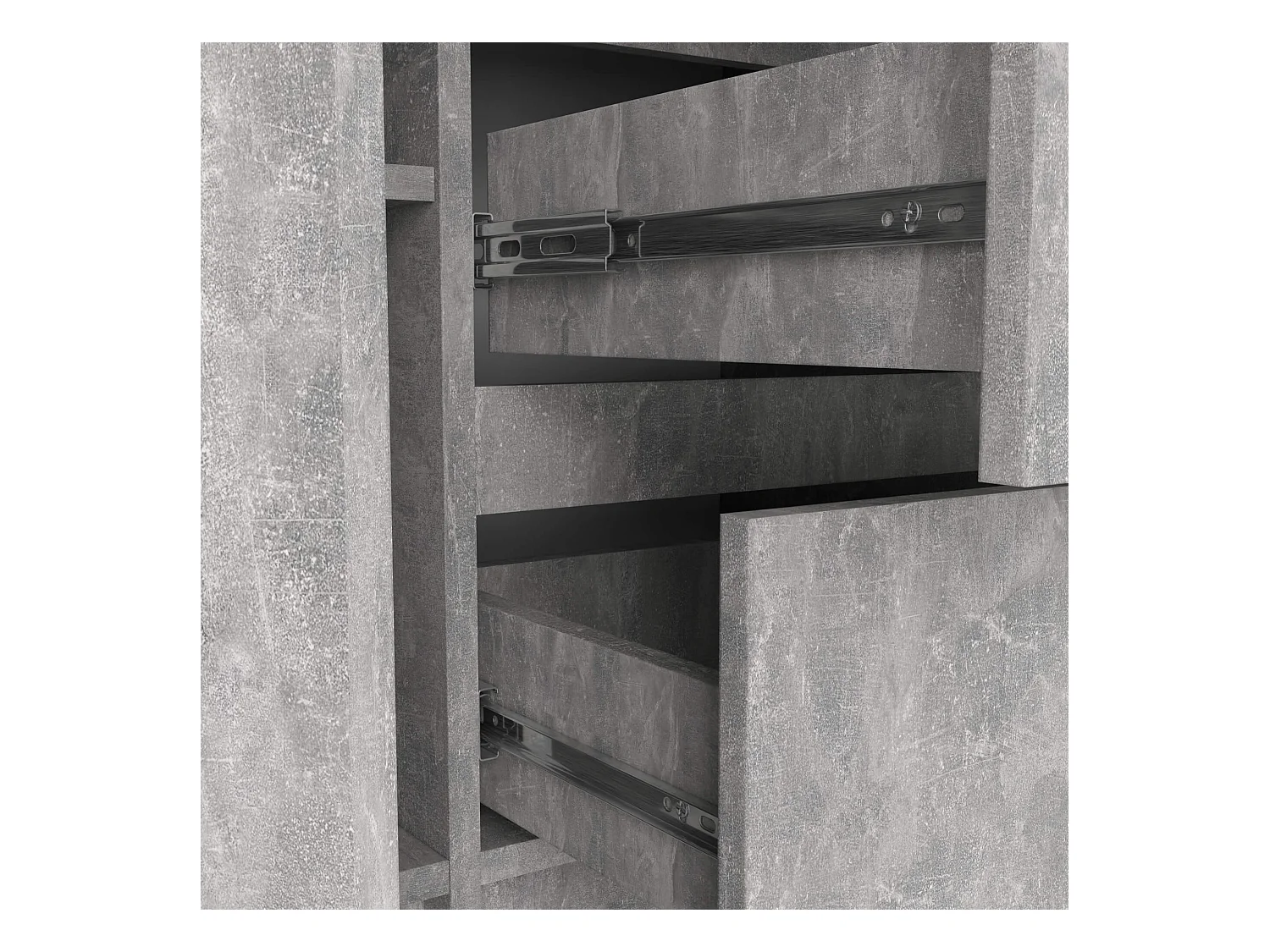 Commode AKORD K100 Béton 101 cm 2 portes 3 tiroirs façade Béton 4 étagères 101x35x76 cm