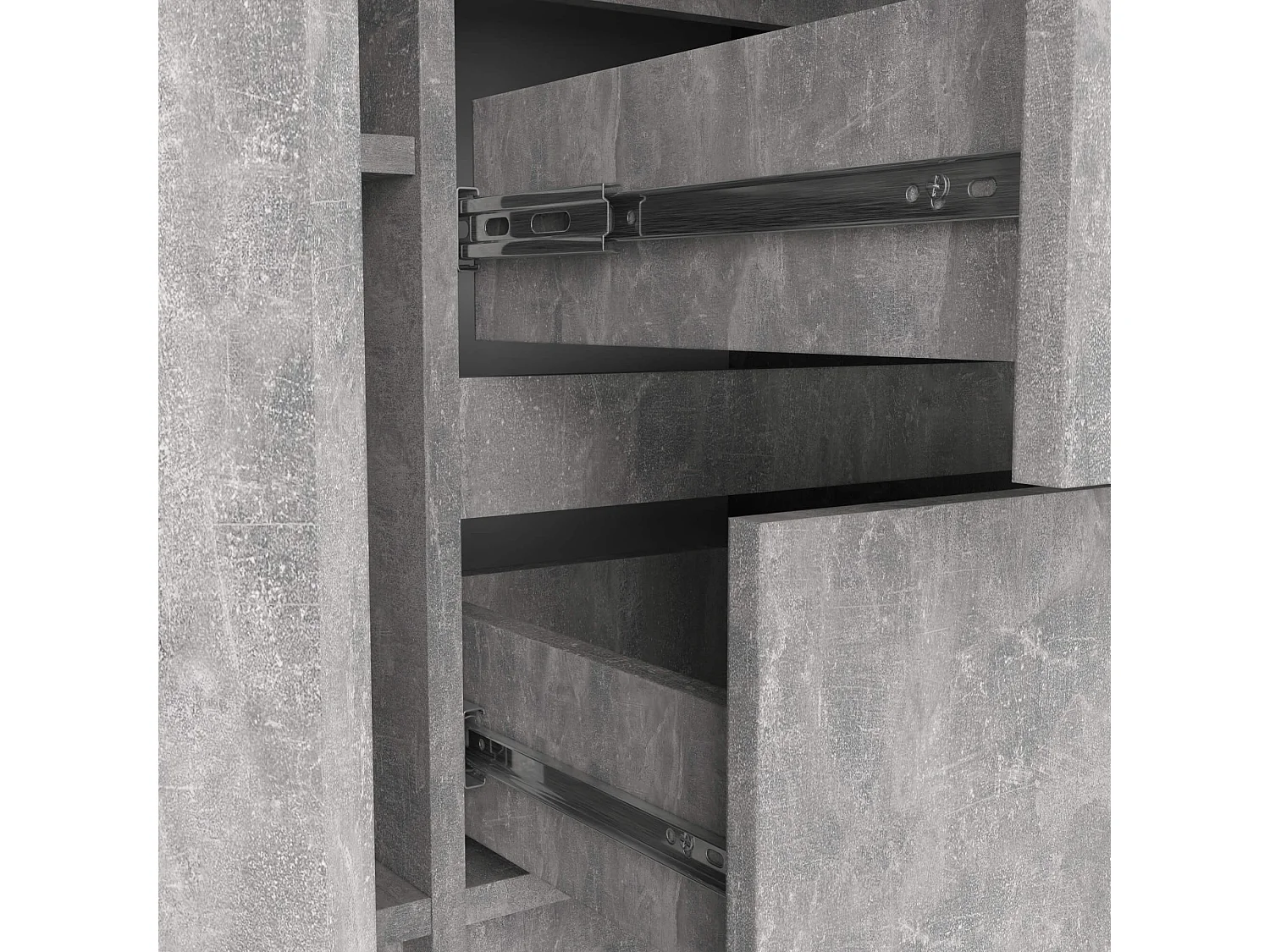 Commode AKORD K100 Béton 101 cm 2 portes 3 tiroirs façade Béton 4 étagères 101x35x76 cm